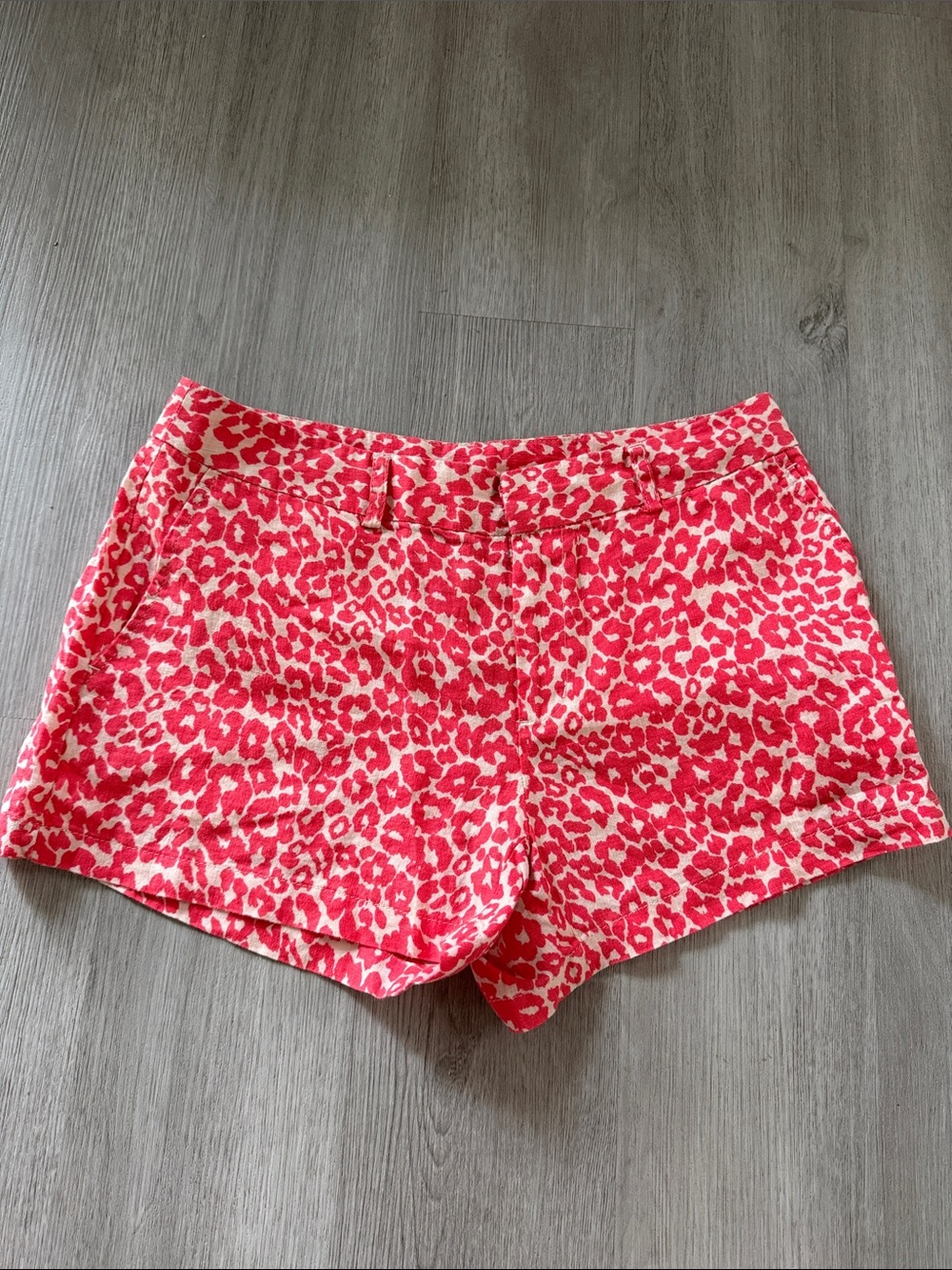 Cynthia Rowley Pink Leopard Print High-Waist Shorts